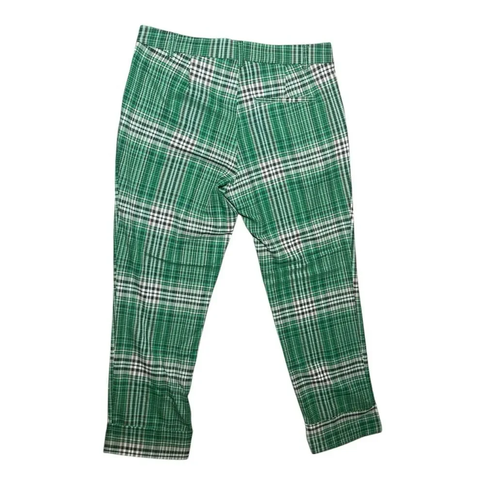 Free People All For Me Green Plaid Trousers 10